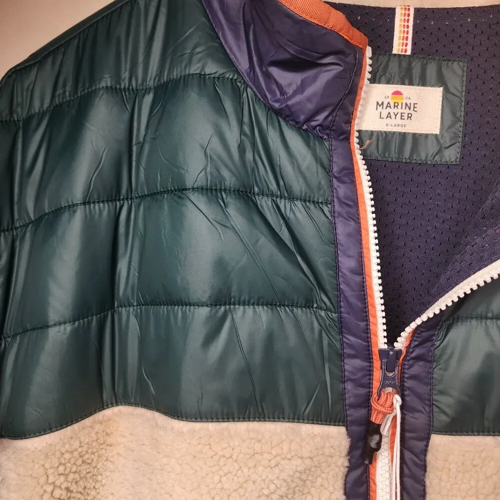 Marine Layer Archive Palisades Anorak Sherpa Fleece 1/2 Zip Mens XL Gorpcore